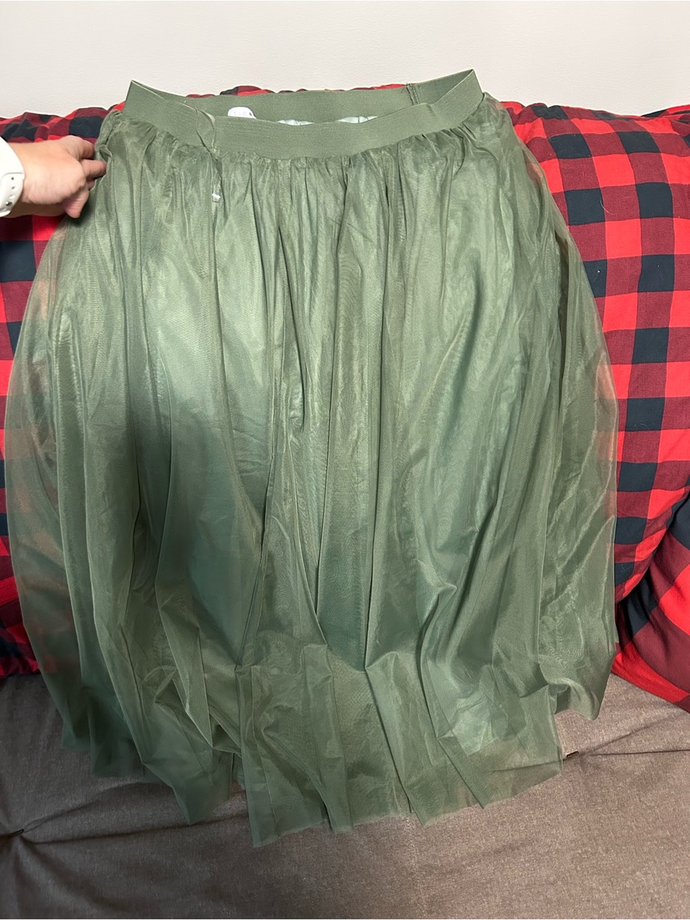 Baltic Born Olive Green Tulle Midi Skirt